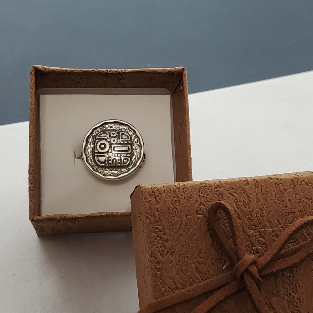Silpada Aztec Mosaic Oxidized Sterling Silver Ring Approx.  Size 7 - Picture 8 of 15